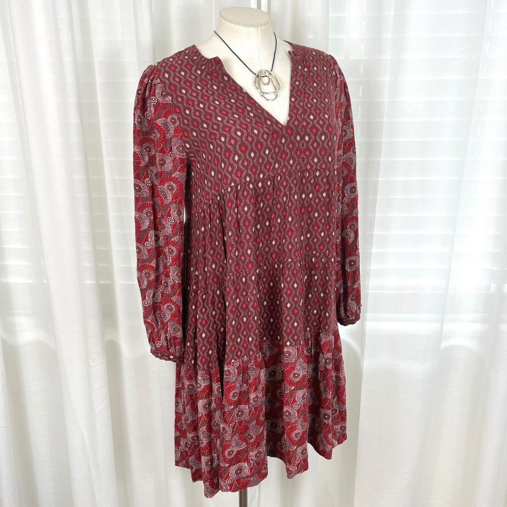 Maeve Anthropologie Paisley Tiered Babydoll Dress‎ Size Small Boho cottage core